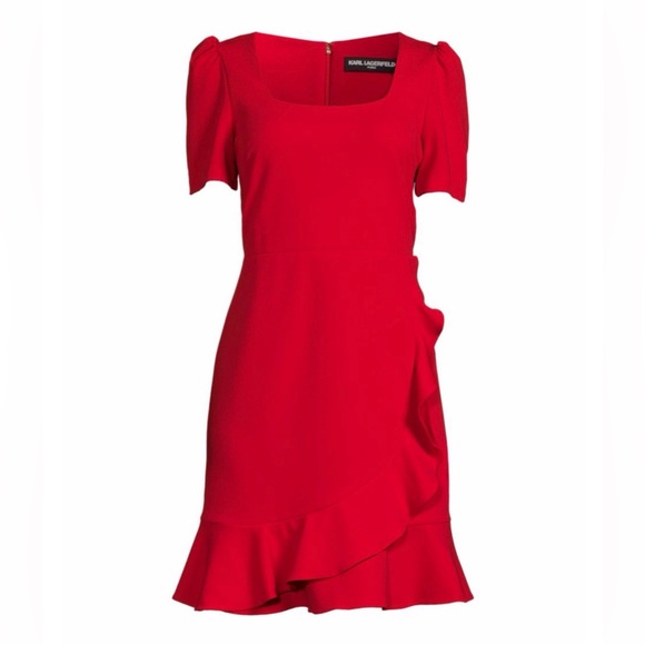 Karl Lagerfeld Paris Ruffled A-Line Dress Size 8 - Picture 2 of 8